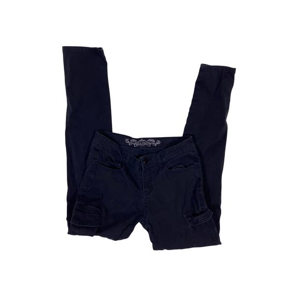 Wax Jean Pants - WAX JEAN Women’s Premium Stretch Skinny Cargo Pants Black High Waist Size 7